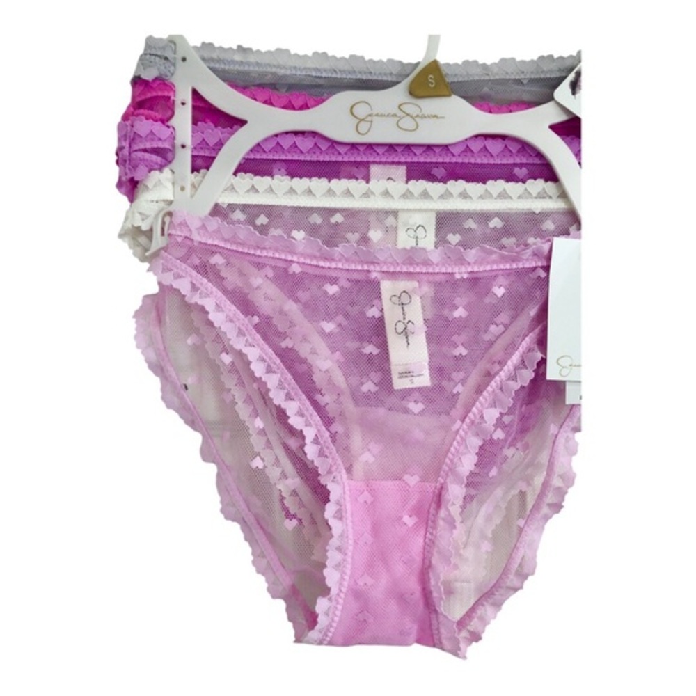 Jessica Simpson 5pc sheer lace heart print ultra flirty bikini cut panties set